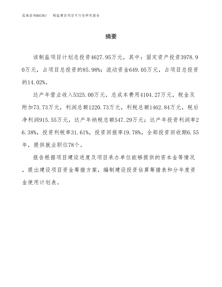 制盐建设项目可行性研究报告（总投资5000万元）_第2页