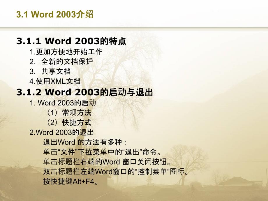 计算机应用基础教程教学课件王晓平第3章 Word 2003字处理_第2页