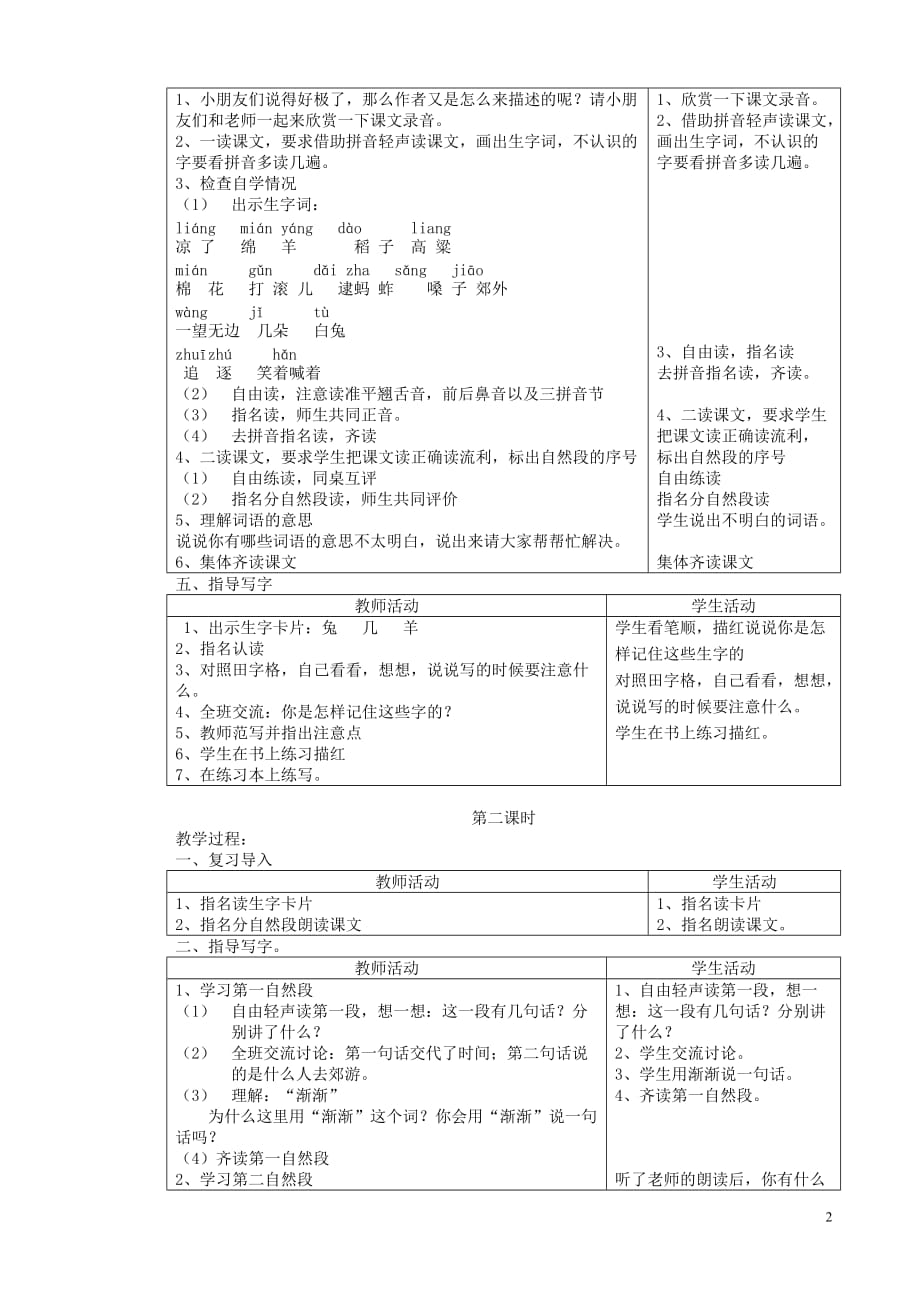 二年级语文上册 第一单元 1 秋游教案 苏教版_第2页