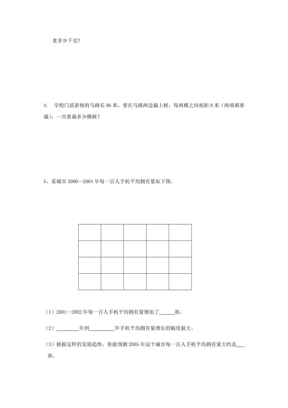 人民教育版四年级下册数学期末试卷4资料_第5页