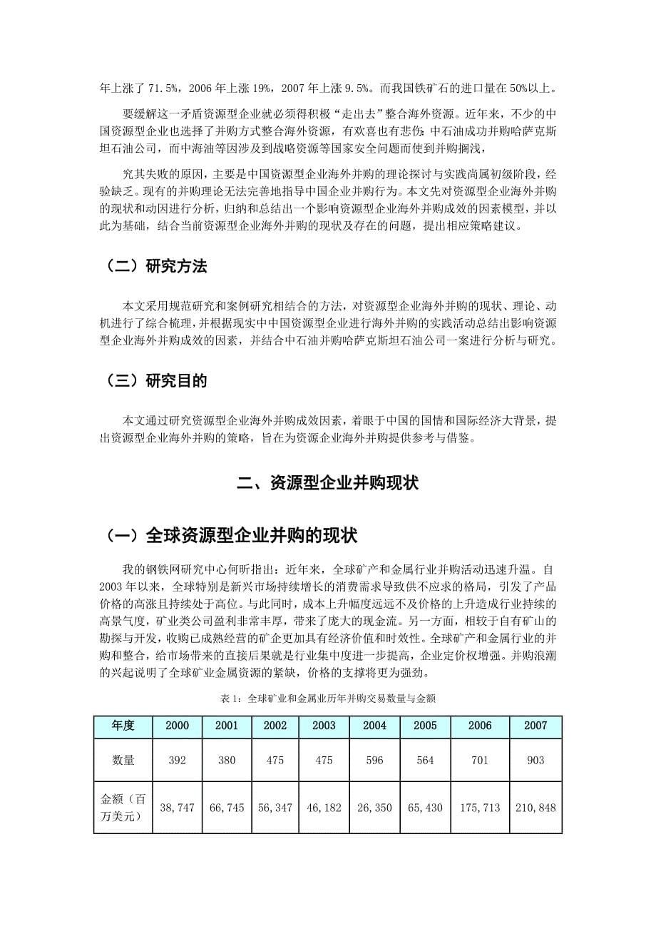 中国资源型企业海外并购影响策略研讨_第5页