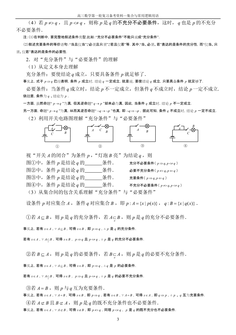 第一轮复习命题及其关系、充分条件与必要条件资料_第3页