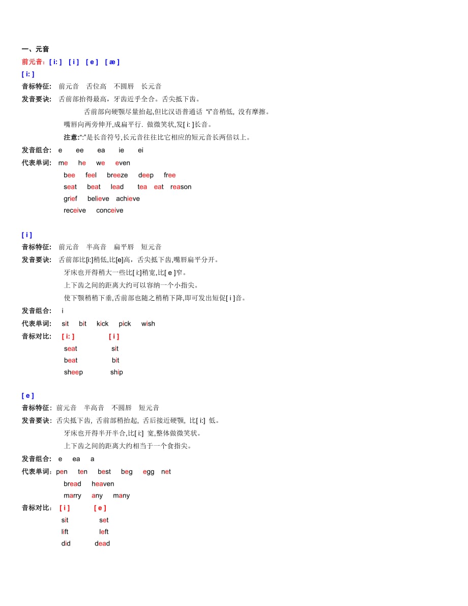 元音字母及字母组合读音98417资料_第1页