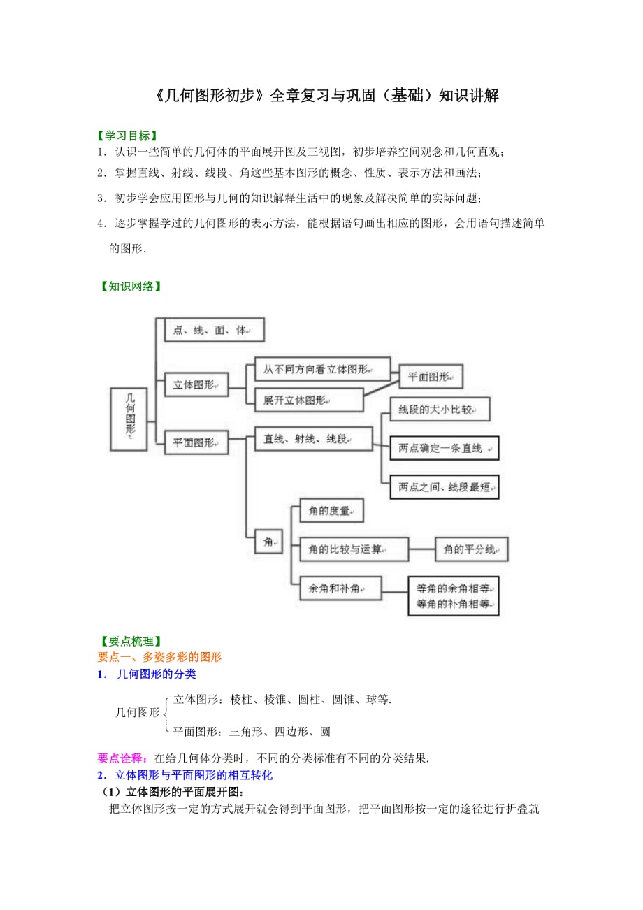 几何图形初步资料全章复习与巩固基础资料知识讲解资料_第1页