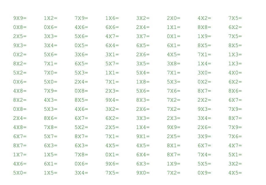 小学二年级上册乘法口算题资料_第5页