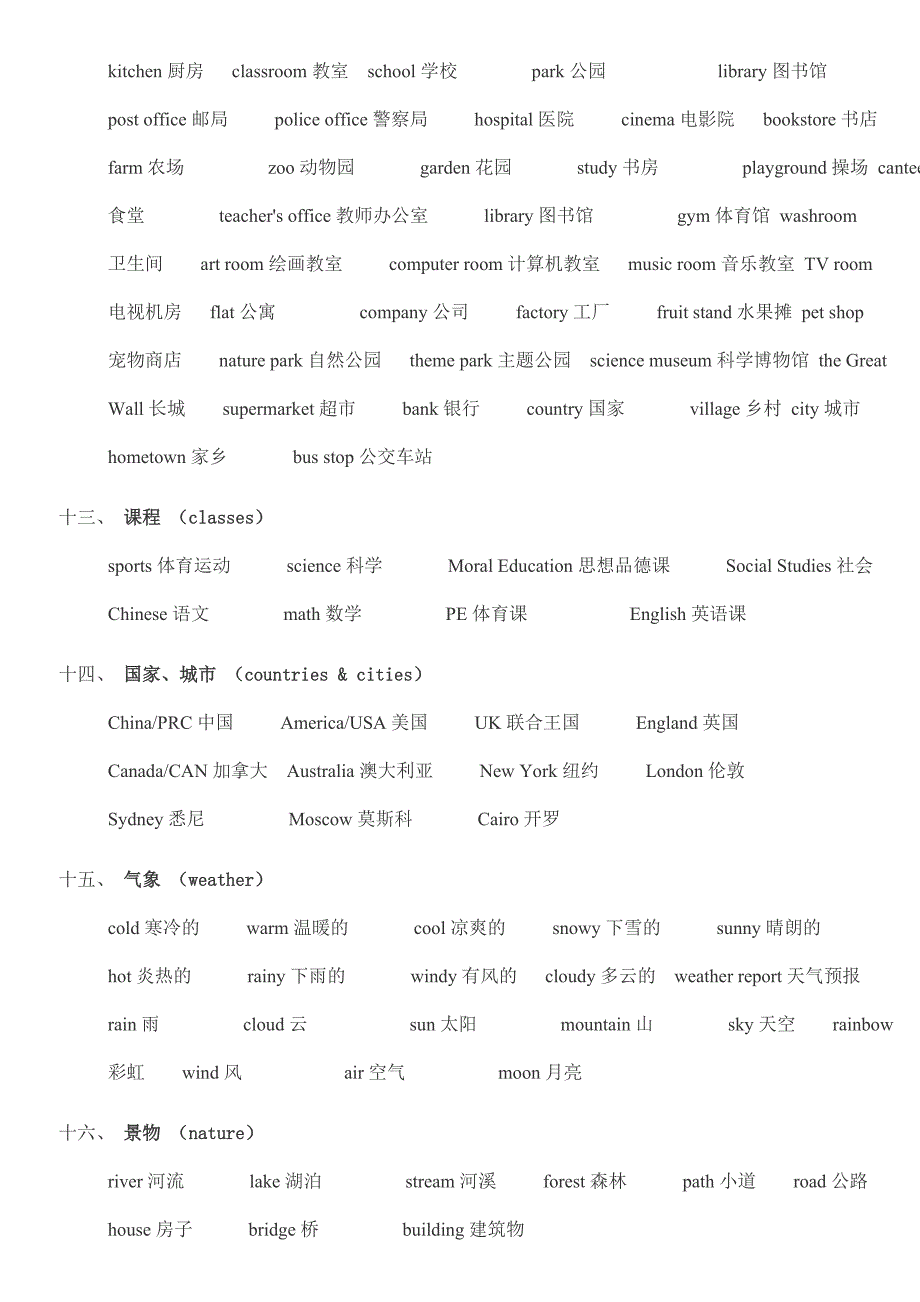 日常生活英语单词分类汇总大全资料_第4页