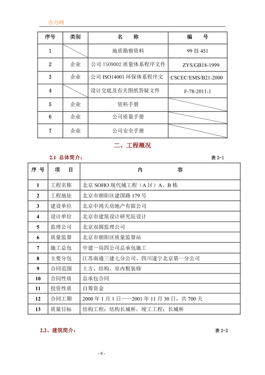 soho现代城工程施工组织设计方案_第4页