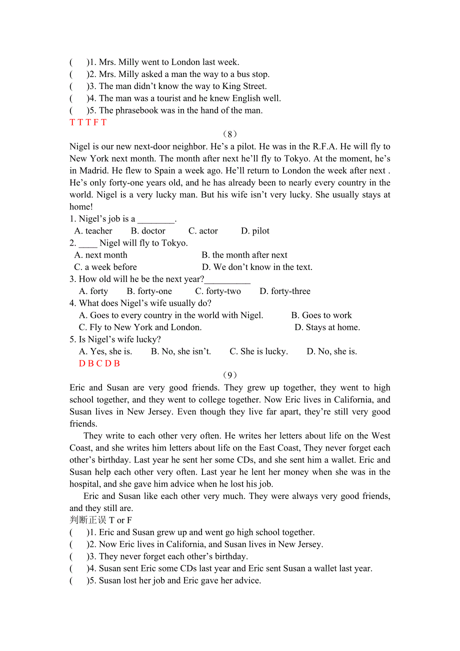 初一英语阅读理解练习20篇附答案41832资料_第4页