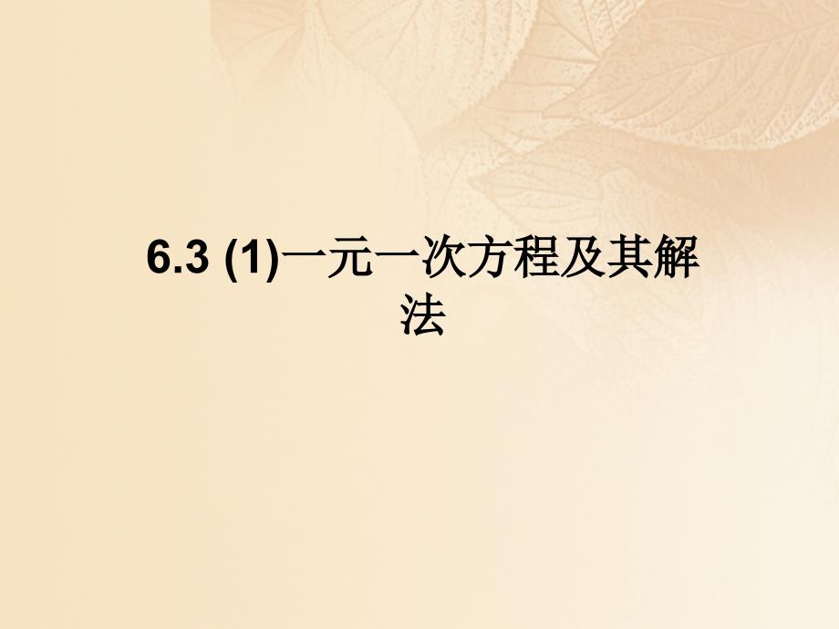 上海市松江区六年级数学下册 6.3 一元一次方程及其解法（1）课件 沪教版五四制_第1页