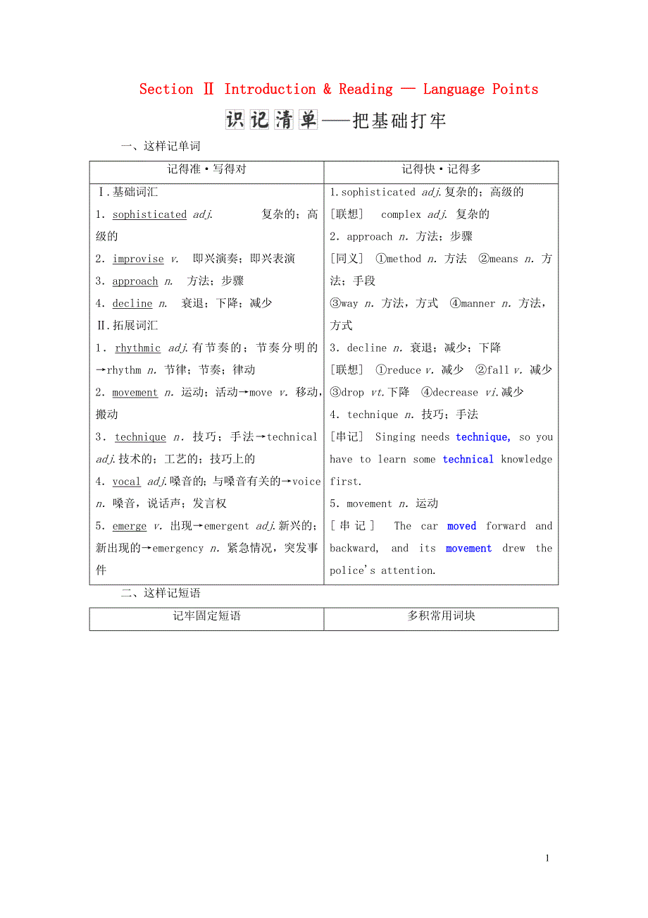 2019年高中英语 module 4 music born in america section ⅱ introduction &amp; reading &mdash; language points教案（含解析）外研版选修7_第1页