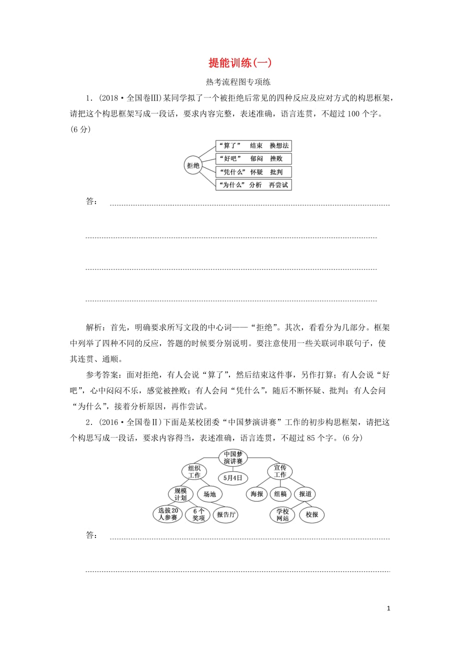 （通用版）2020版高考语文一轮复习 第一板块&ldquo;图文转换&rdquo;配套检测 提能训练（一）（含解析）_第1页