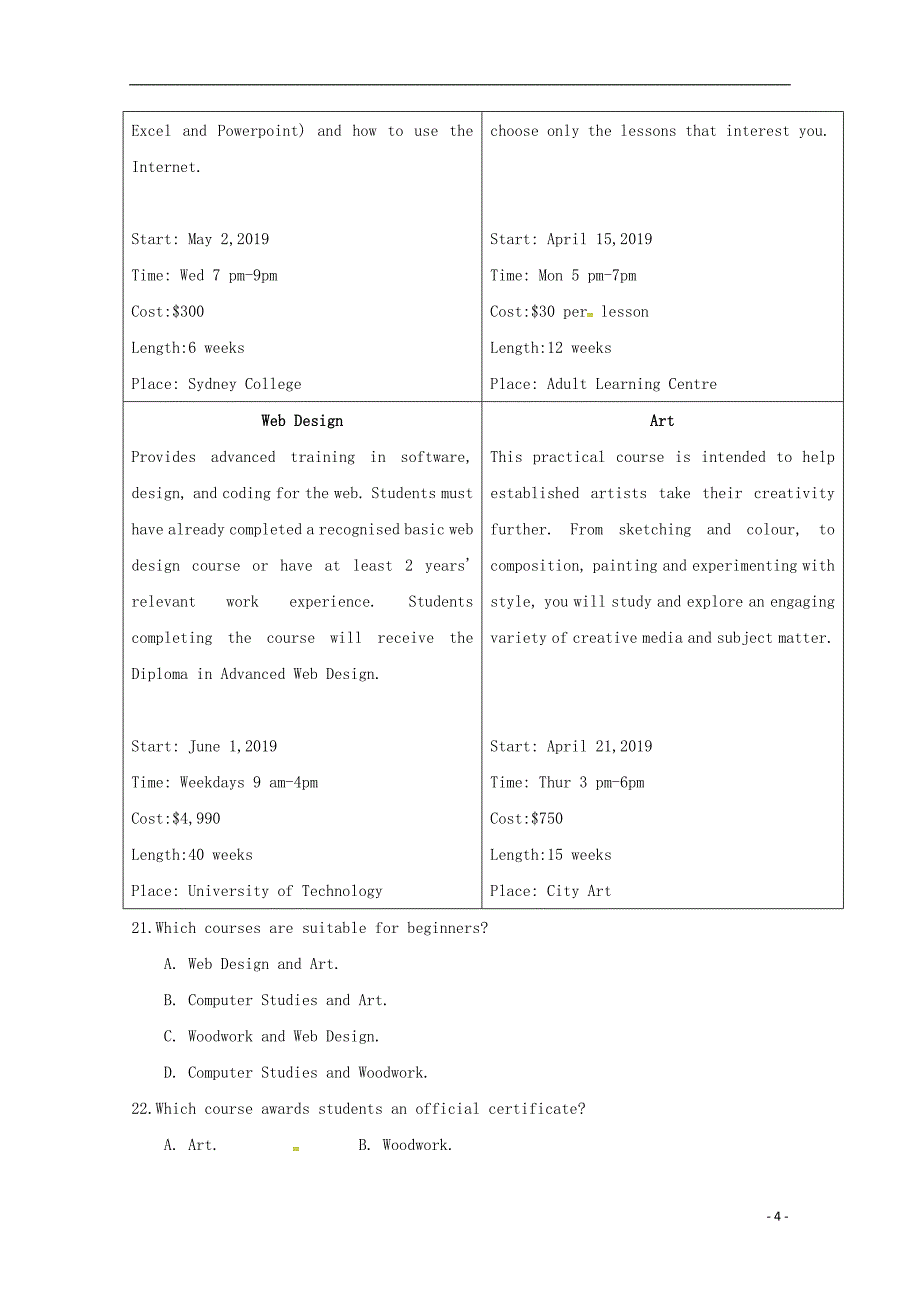 福建省永春县第一中学2018-2019学年高一英语下学期期中试题_第4页