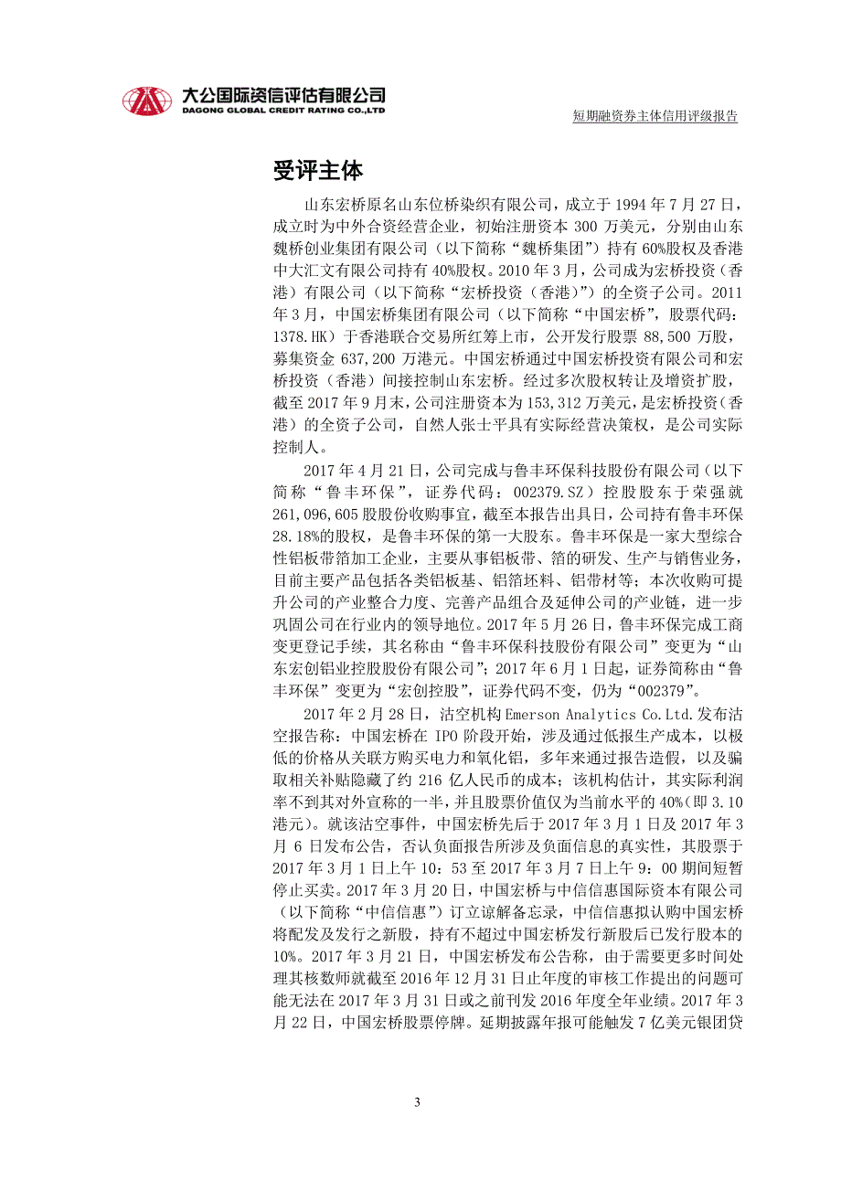 山东宏桥新型材料有限公司2017年度主体信用评级报告_第3页