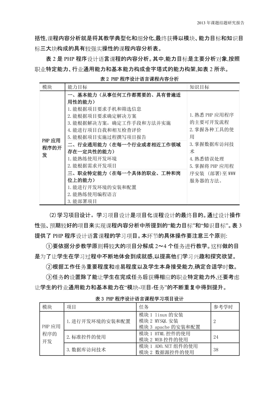 基于工作过程的《php程序设计语言》课程开发实践研究报告_第3页