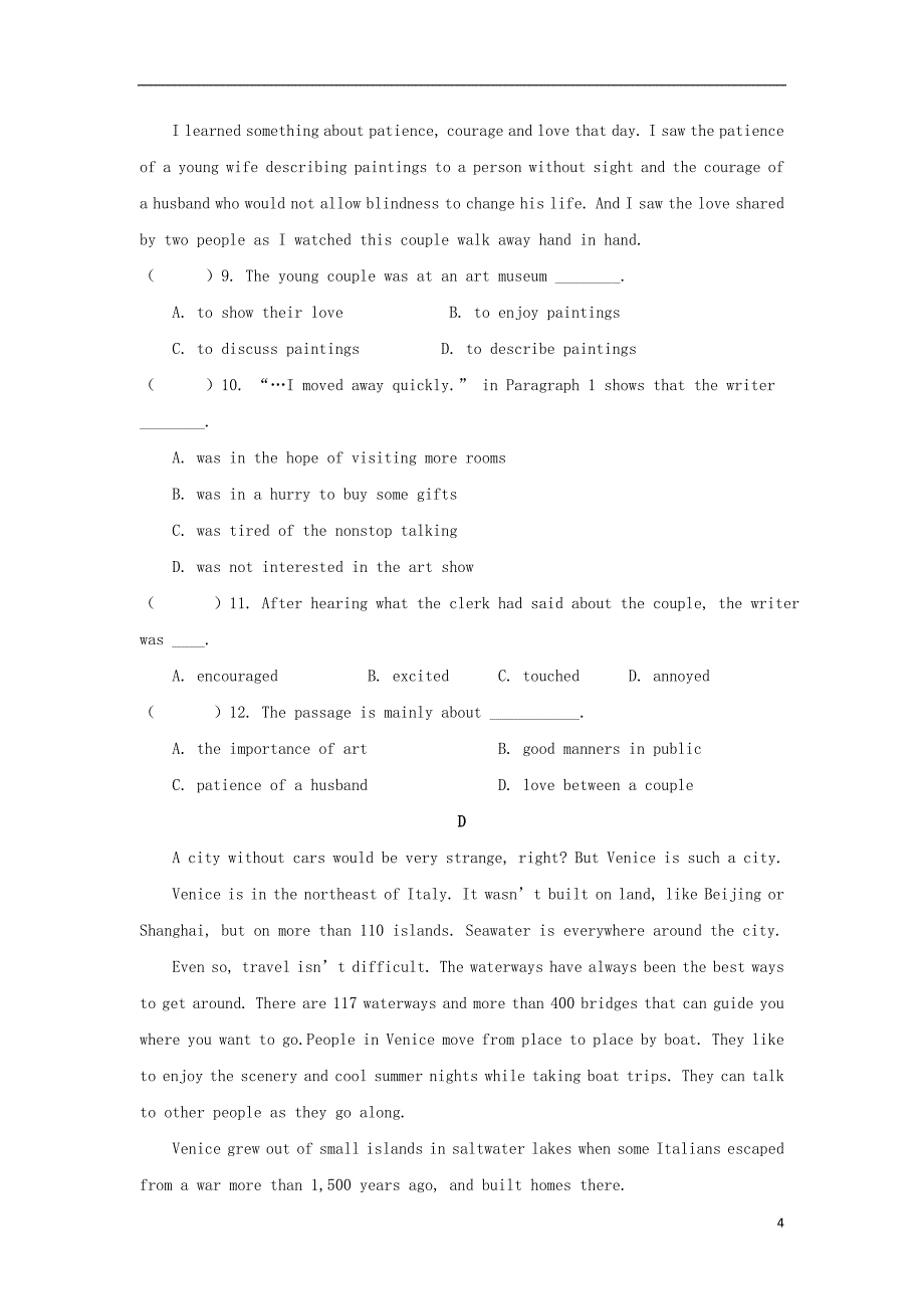 甘肃省宁县二中2018-2019学年高一英语下学期期中试题_第4页