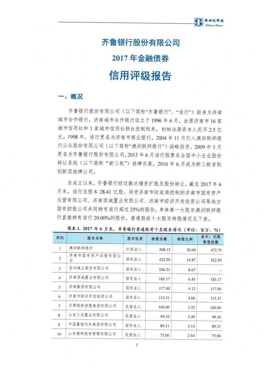 齐鲁银行股份有限公司2017年金融债券信用评级报告_第4页