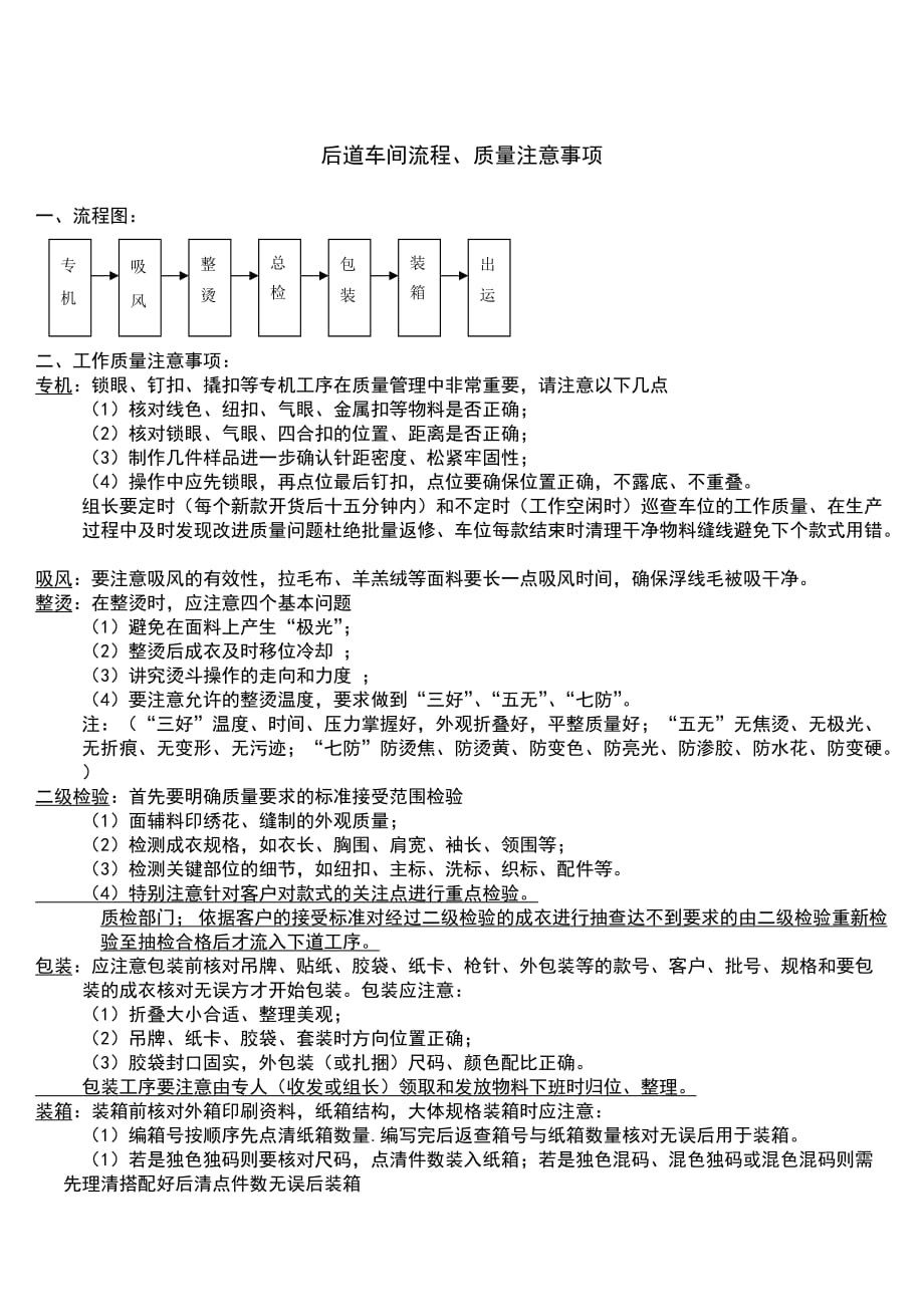 后道车间组织架构图流程注意事项_第1页