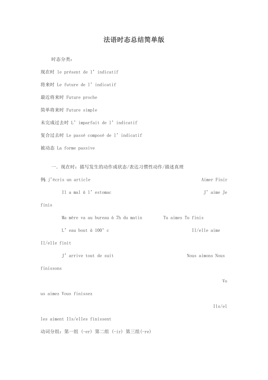 法语时态总结简单版_第1页