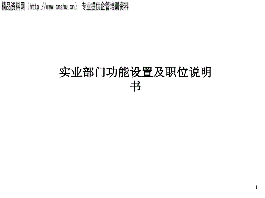 某公司部门功能设置及职位说明书.ppt_第1页