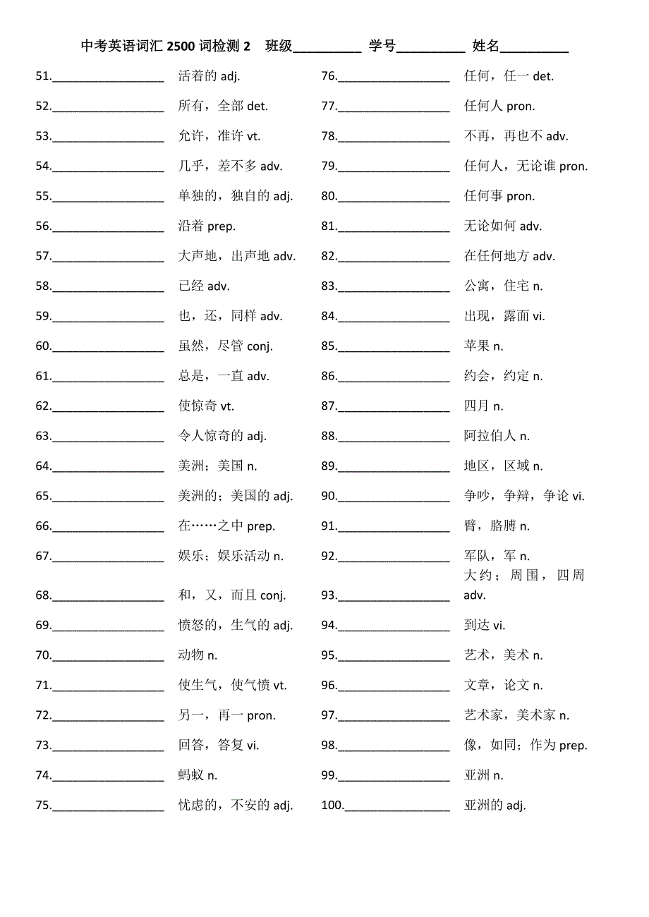 星火中考英语词汇2000英文默写版_第2页