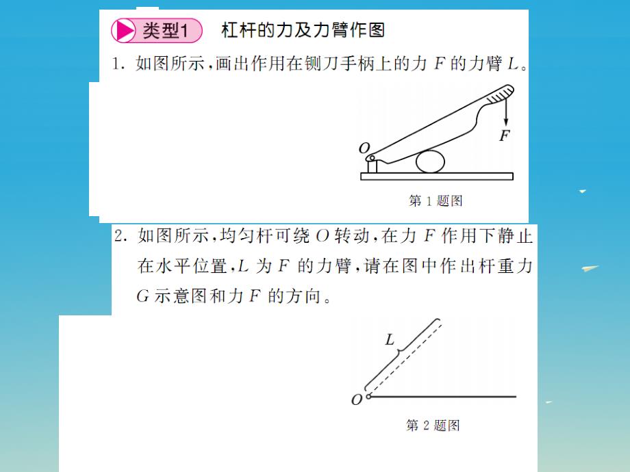 2017春八年级物理下册 第11章 机械与功 专题五 杠杆和滑轮的力学作图课件 （新版）教科版_第2页