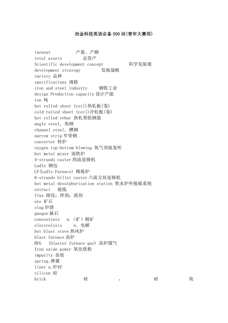 冶金英语(专业)_第1页