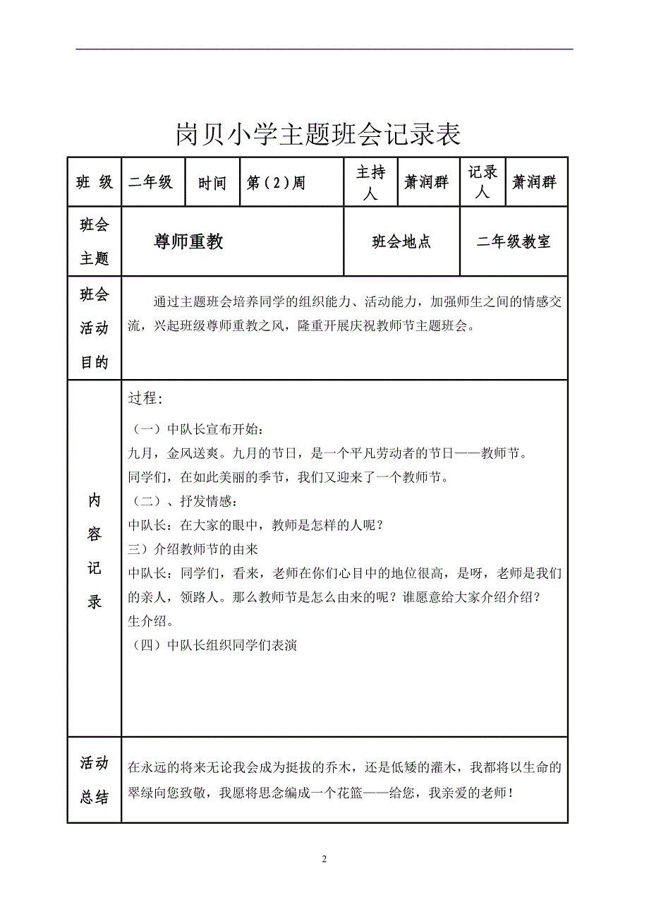 二年级主题班会记录表.doc1.doc_第2页