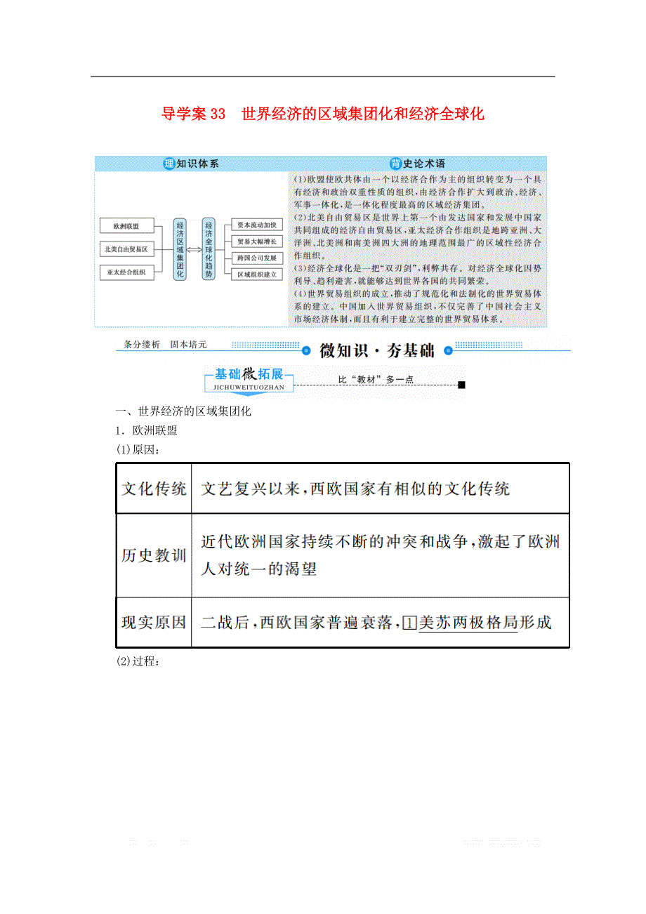 赢在微点2020高考历史总复习33世界经济的区域集团化和经济全球化导学案_第1页