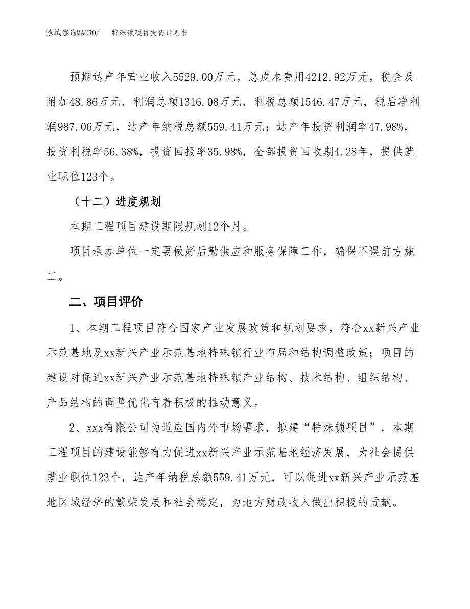 特殊锁项目投资计划书（总投资3000万元）.docx_第3页