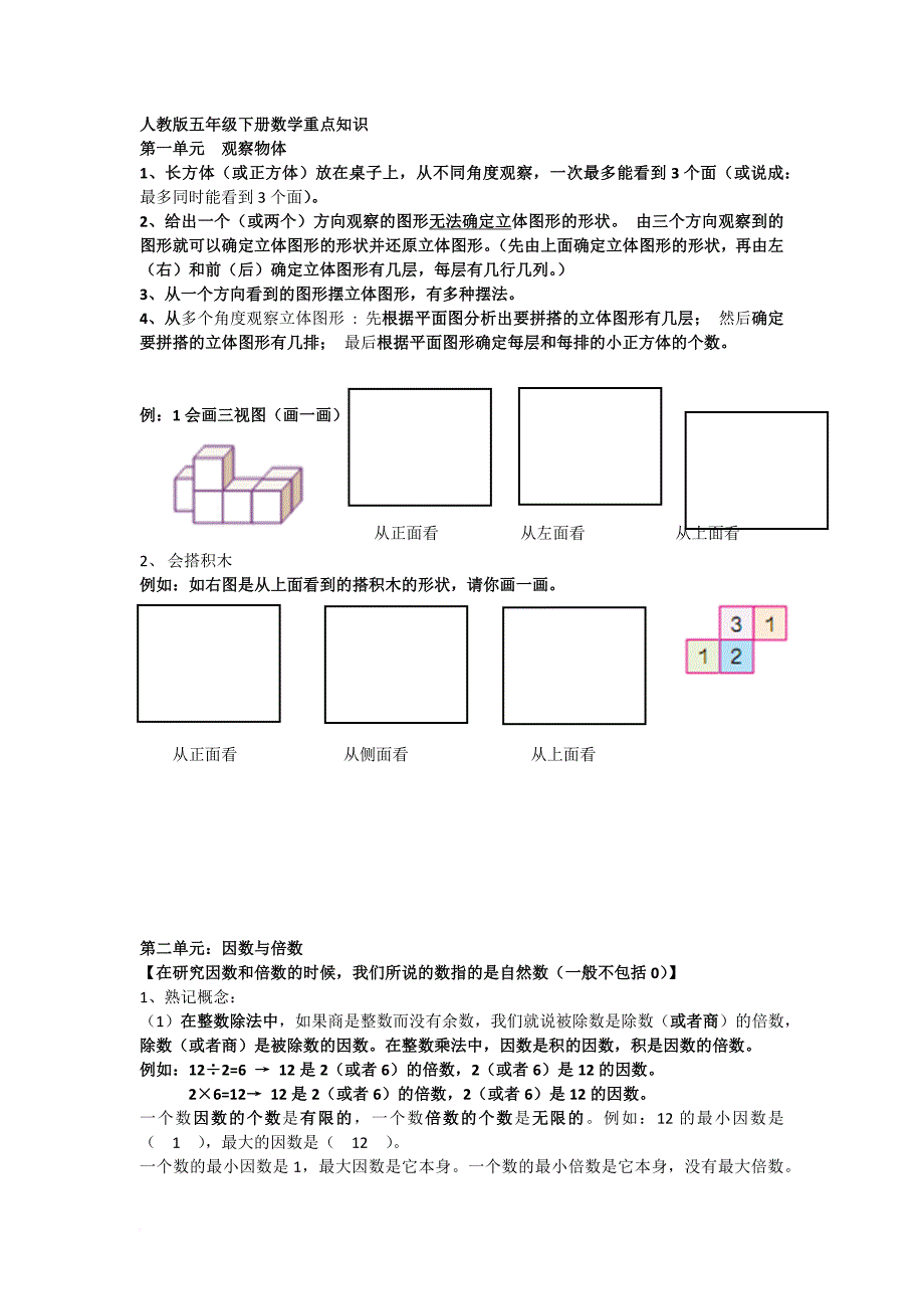 人教版五年级下册数学复习资料及习题(精).doc_第1页