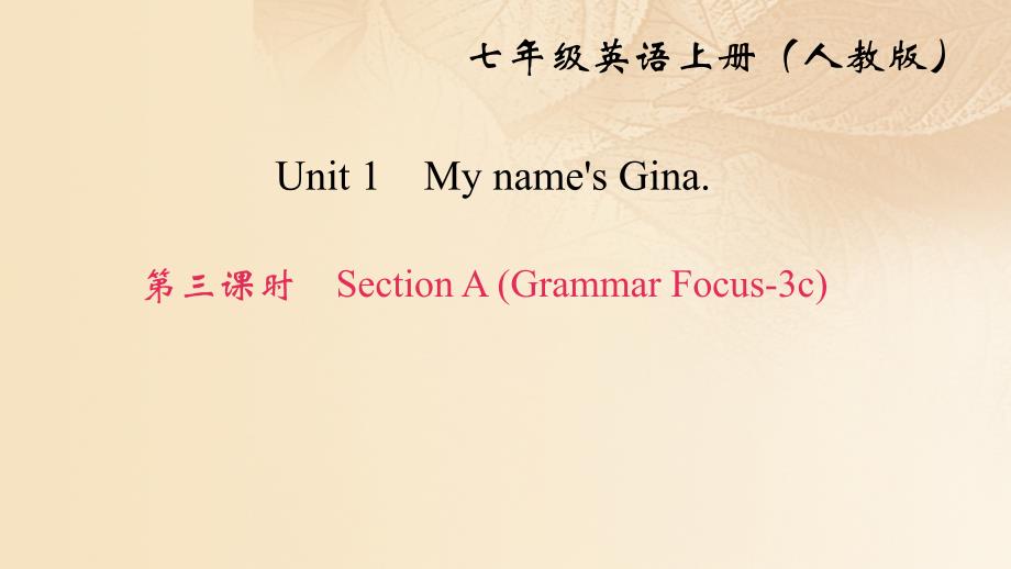 2017-2018学年七年级英语上册 unit 1 my name&#039;s gina（第3课时）section a（grammar focus-3c）作业课件 （新版）人教新目标版_第1页