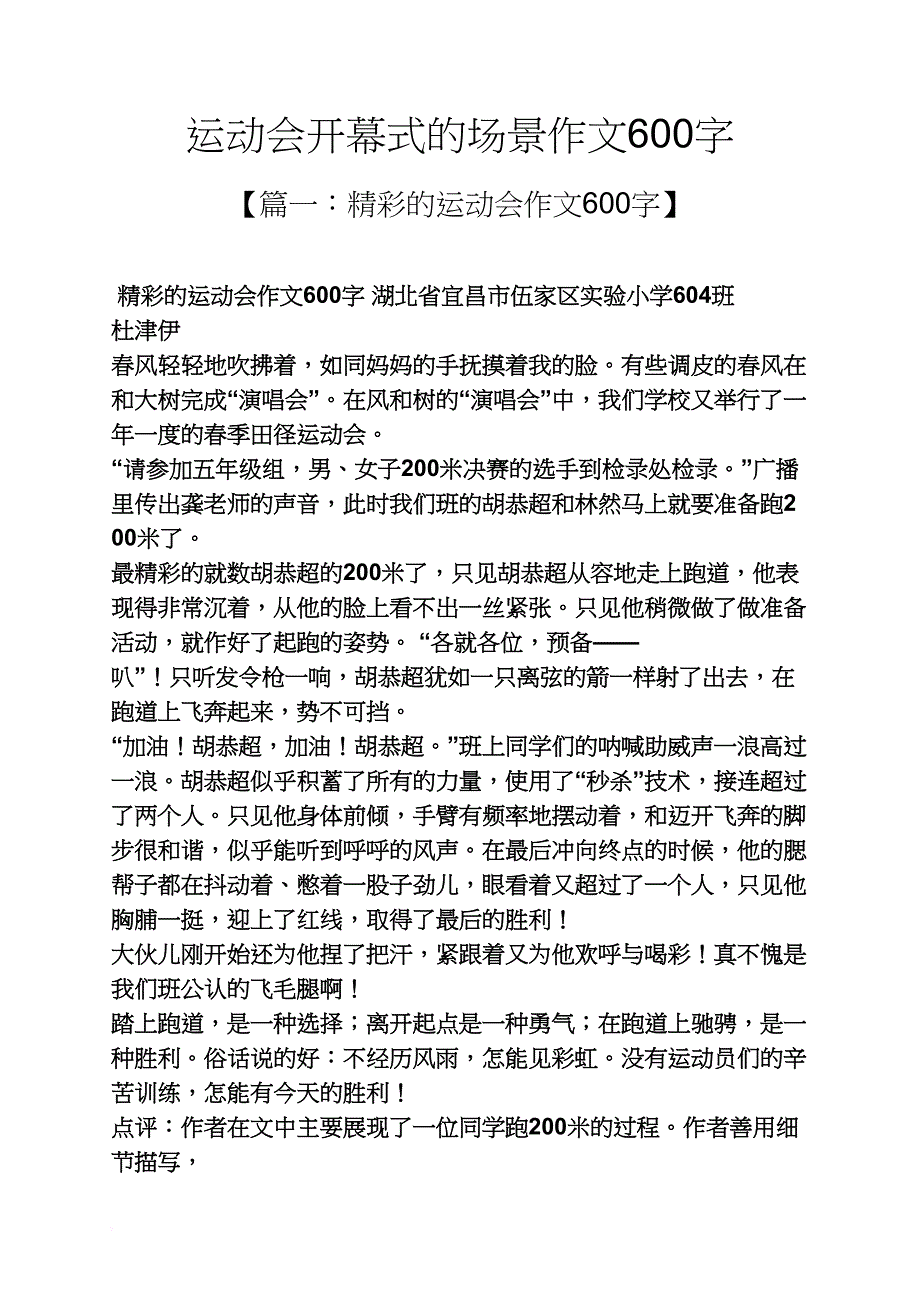 作文范文之运动会开幕式的场景作文600字_第1页