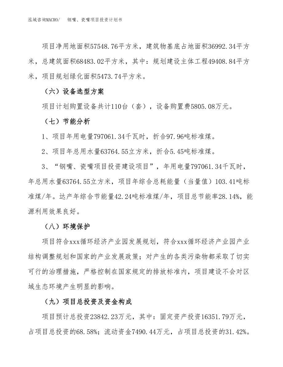 钢嘴、瓷嘴项目投资计划书（总投资24000万元）.docx_第2页