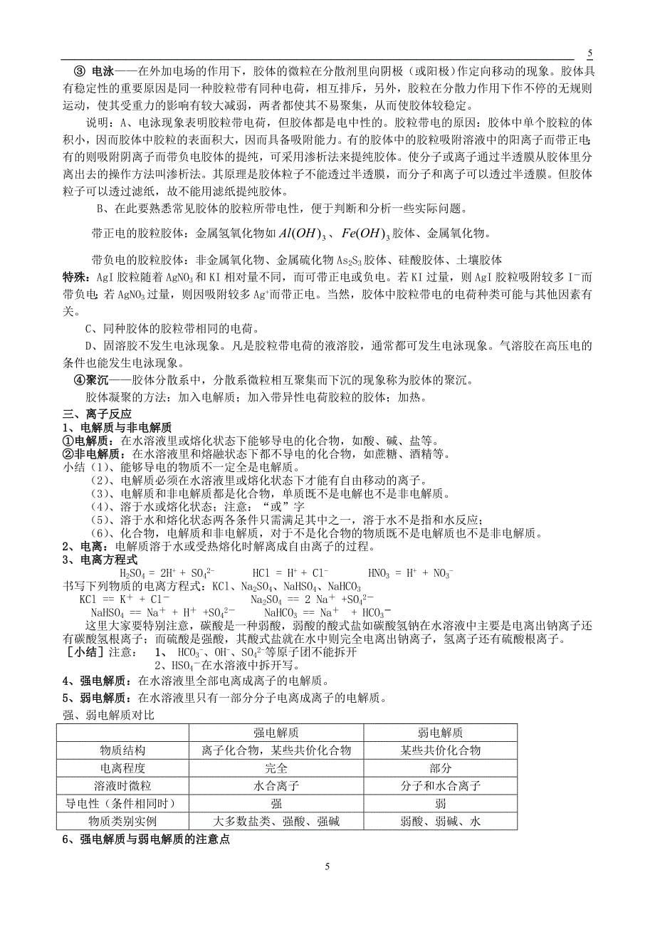 高一化学必修一知识点总结归纳总复习提纲资料_第5页