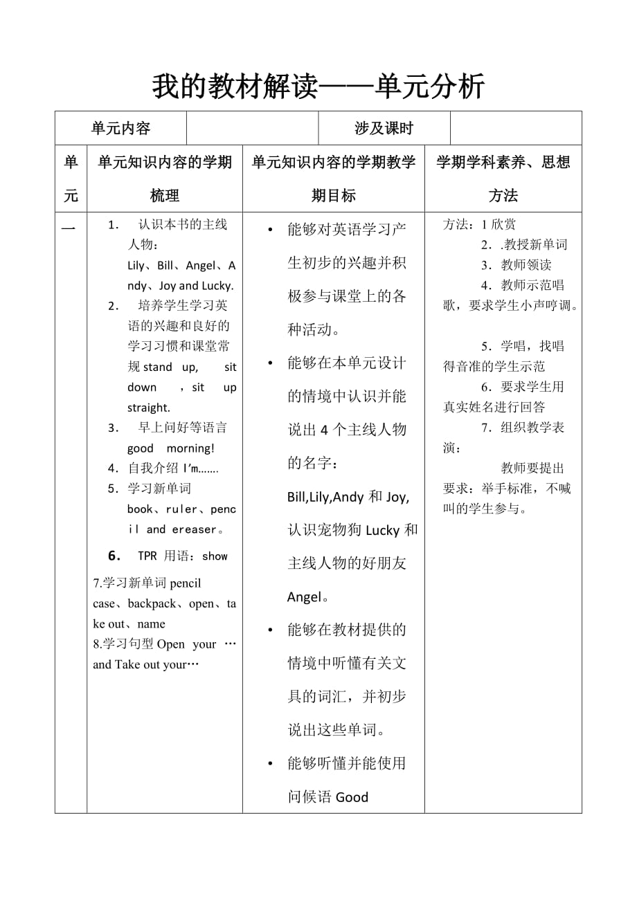 教材解读一年级(新起点英语一上)_第1页