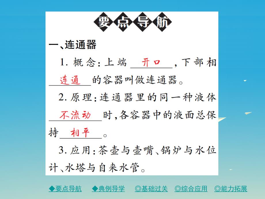 2017年春八年级物理下册 9.3 连通器课件 （新版）教科版_第2页