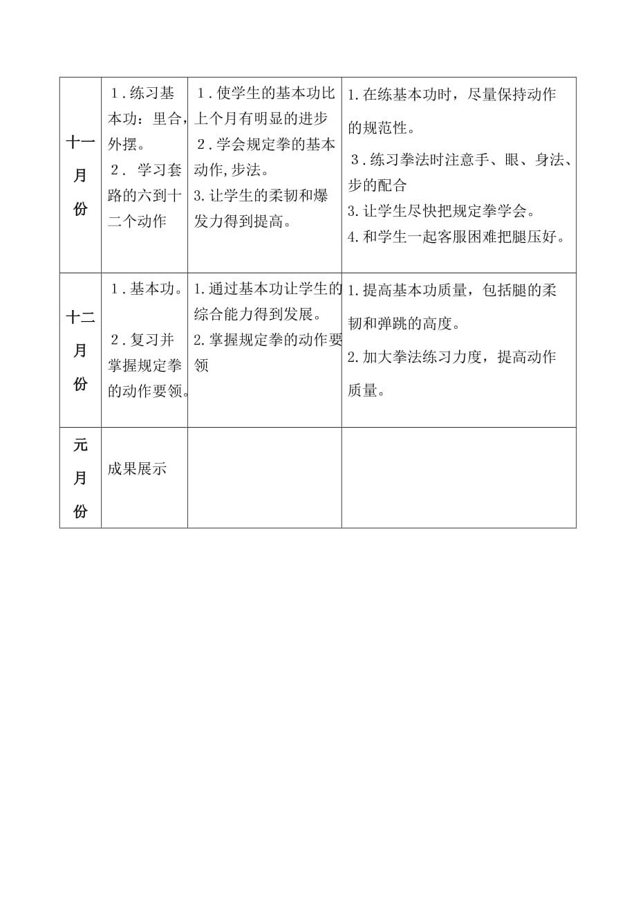 武术低段兴趣班教学计划_第4页