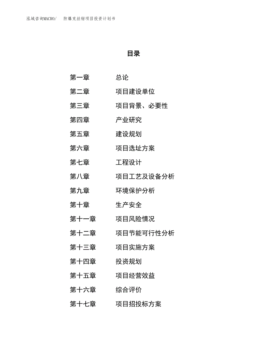 防爆克丝钳项目投资计划书（13亩）.docx_第1页