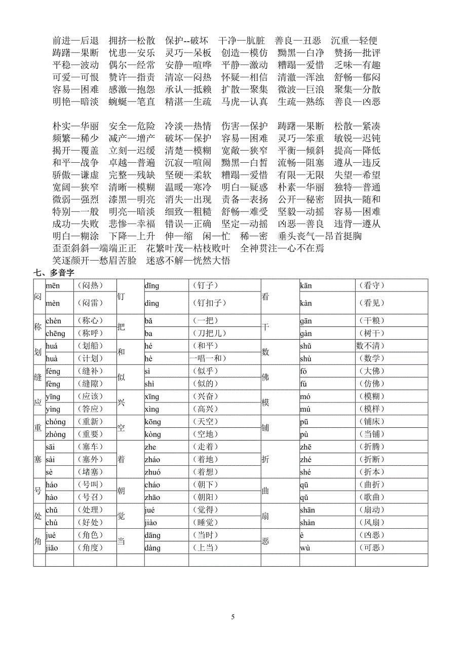 人教版四年级语文下册知识点整理(超全)(同名12839)_第5页