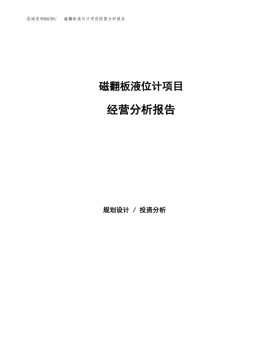 磁翻板液位计项目经营分析报告（总投资6000万元）.docx_第1页