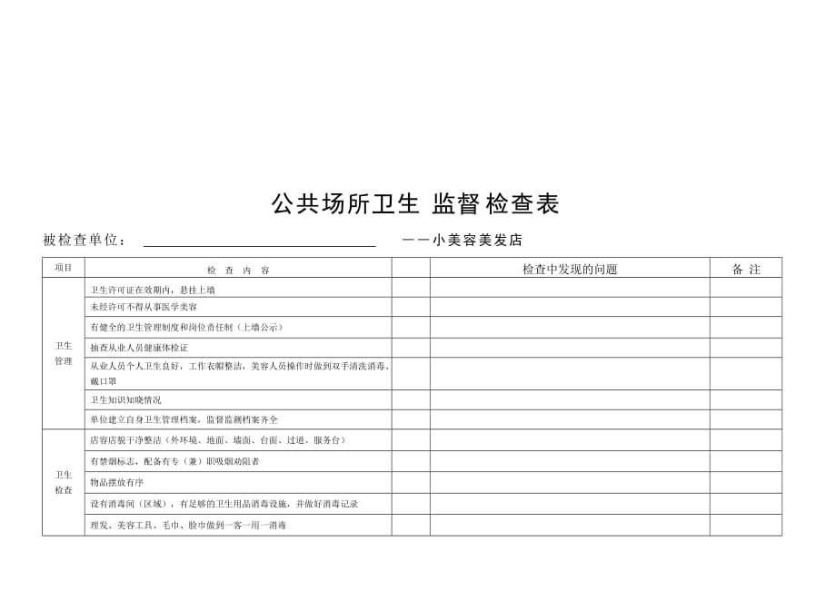 创建国家卫生城市公共场所卫生检查表_第3页