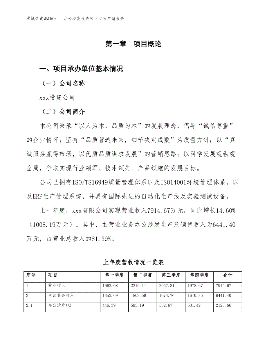 办公沙发投资项目立项申请报告（总投资7000万元）.docx_第2页