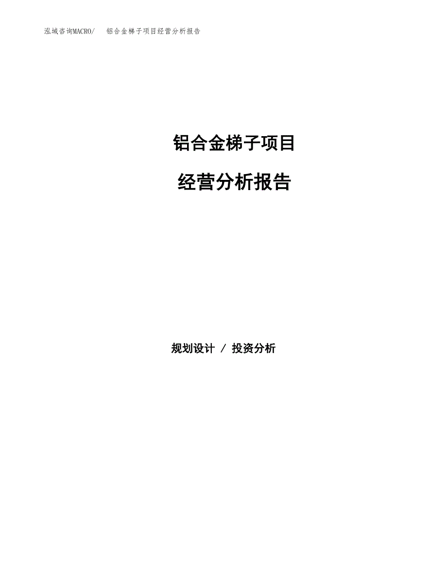 铝合金梯子项目经营分析报告（总投资3000万元）.docx_第1页