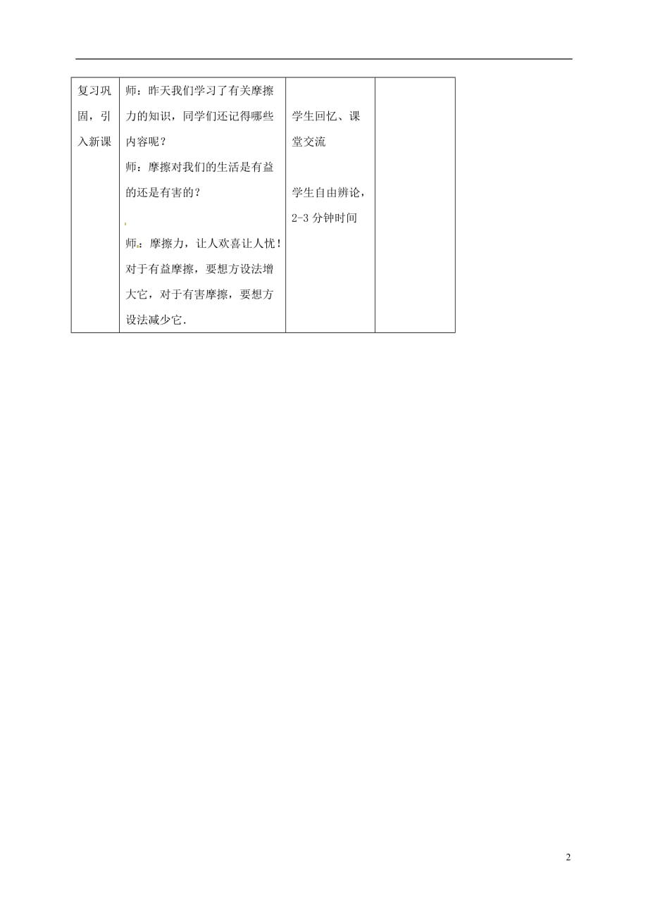 江苏省丹阳市八年级物理下册 8.3 摩擦力（第2课时）教案 （新版）苏科版_第2页