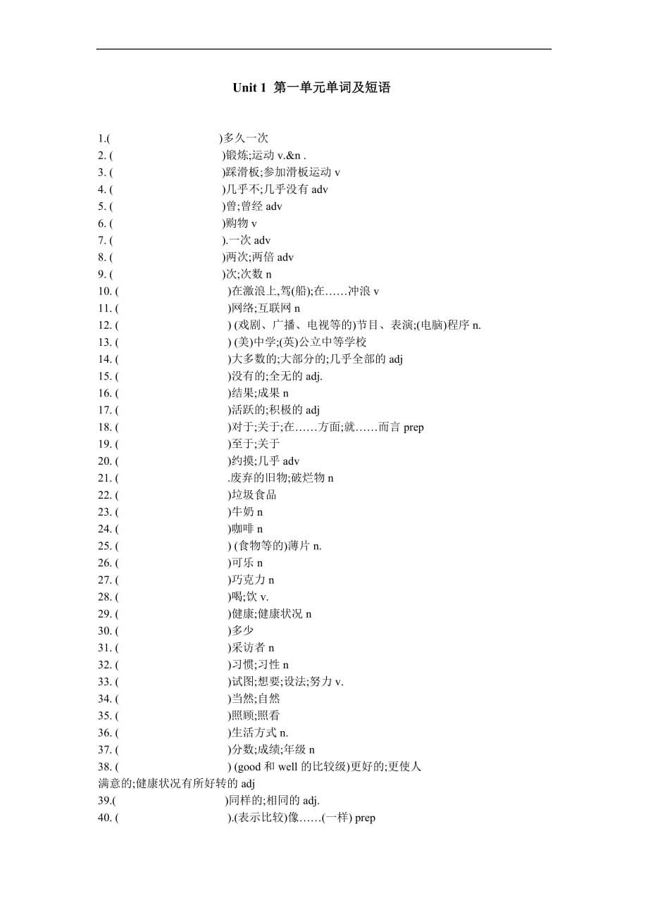 八年级人教版英语单词过关练习-1-6_第1页