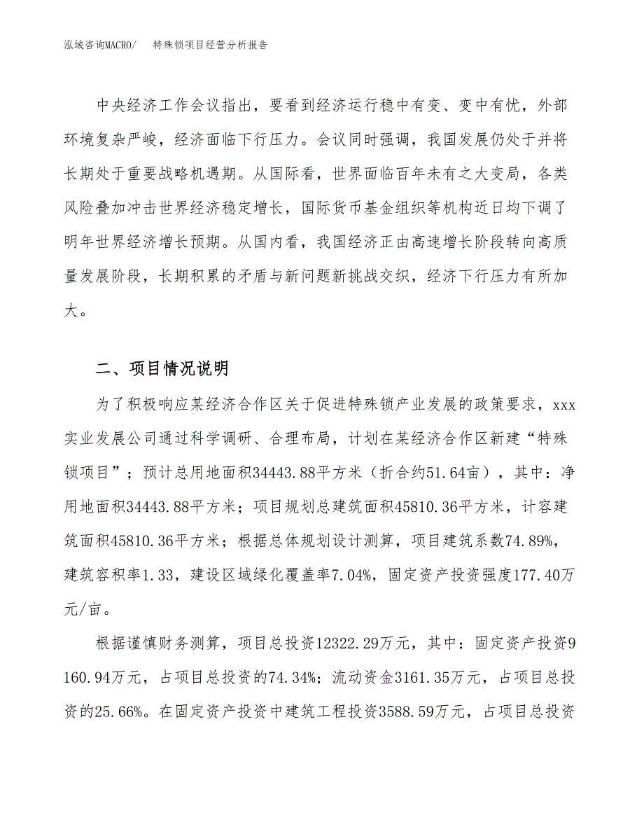 特殊锁项目经营分析报告（总投资12000万元）.docx_第3页