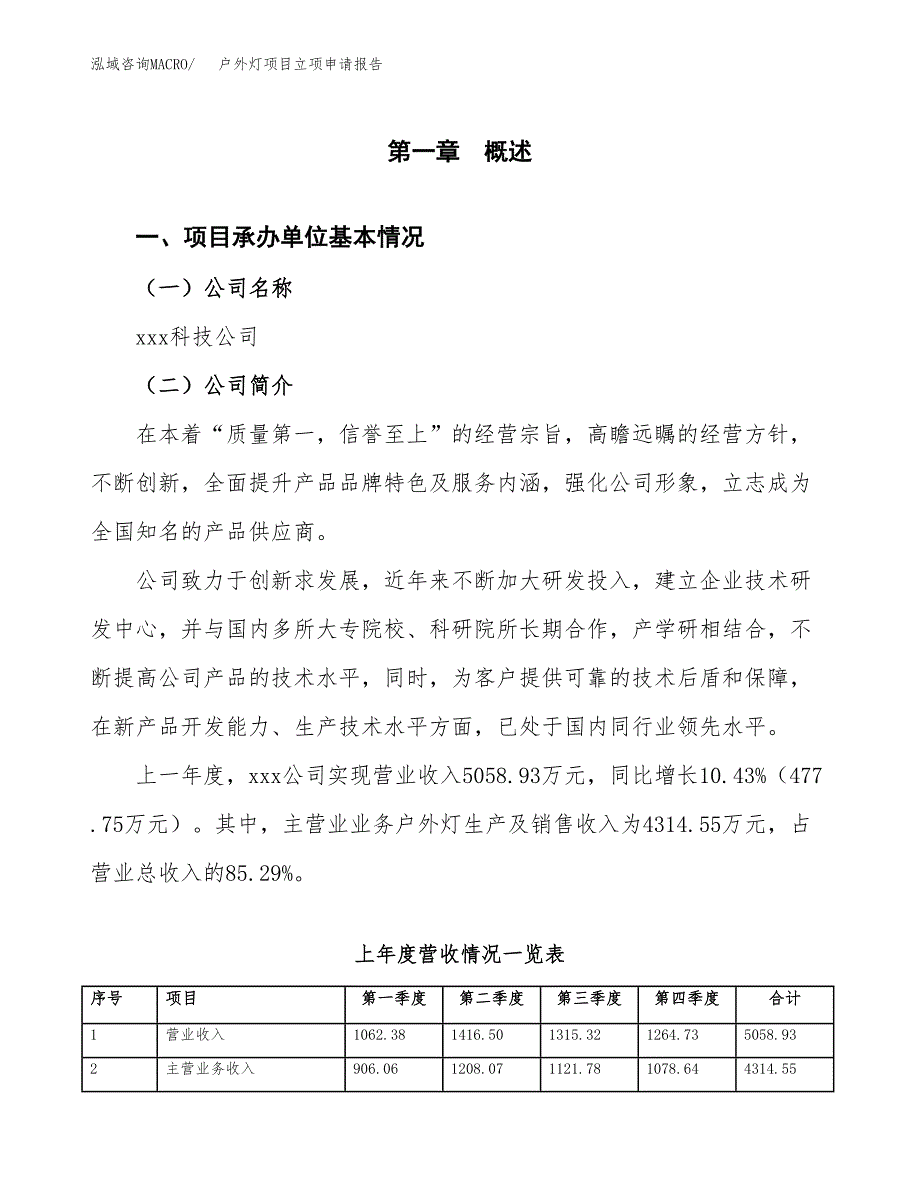 户外灯项目立项申请报告（总投资5000万元）_第2页