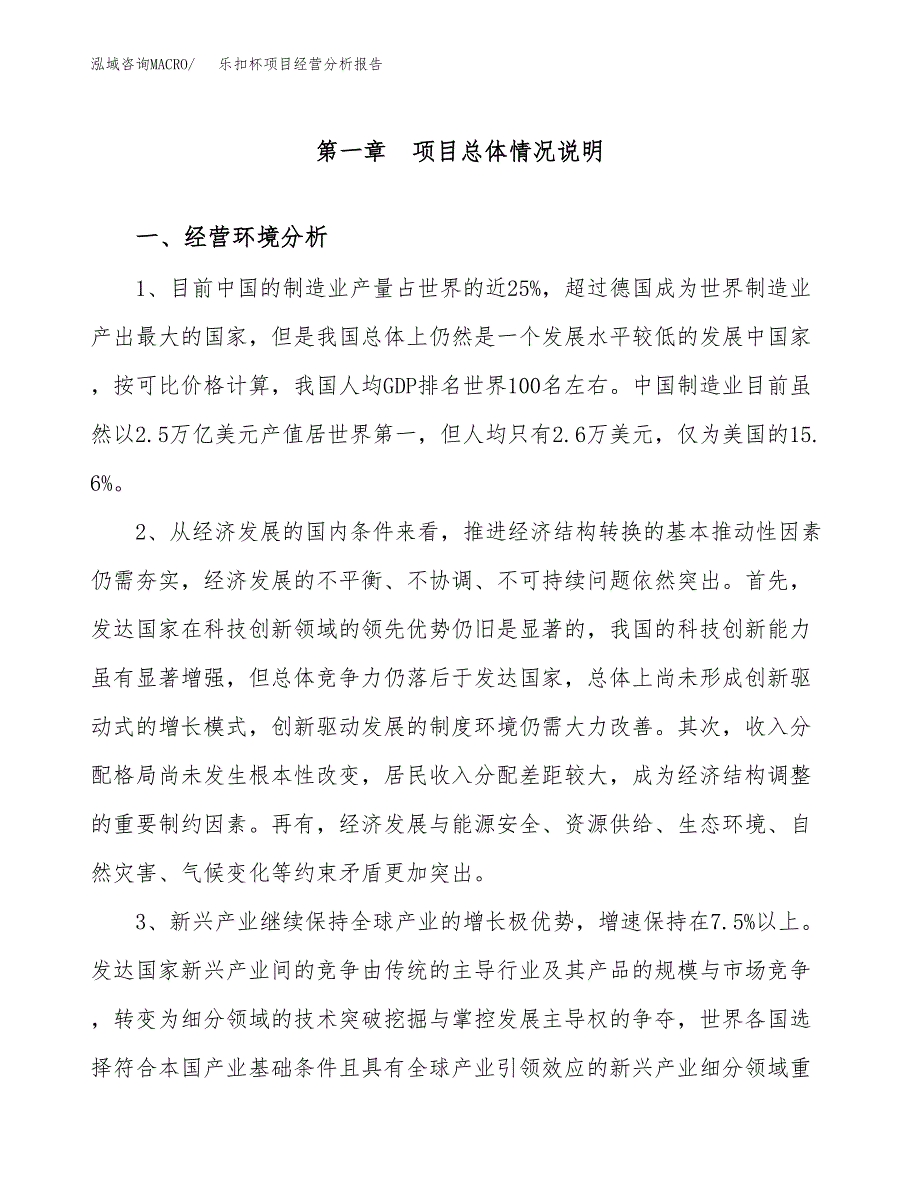 乐扣杯项目经营分析报告（总投资10000万元）.docx_第2页