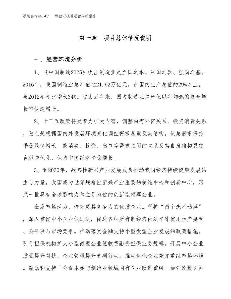 螺丝刀项目经营分析报告（总投资3000万元）.docx_第2页