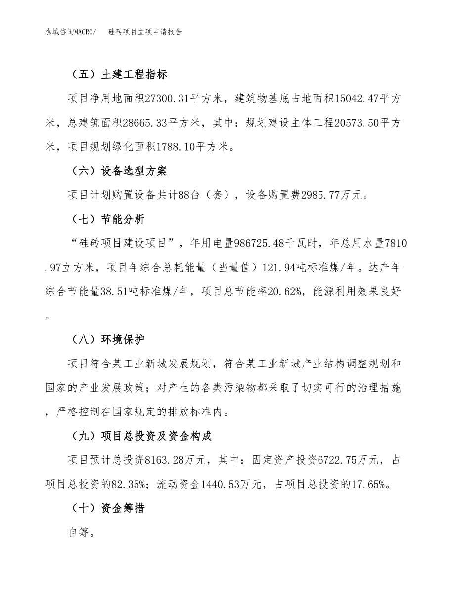 硅砖项目立项申请报告（总投资8000万元）_第5页